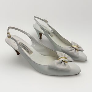 VINTAGE Rangoni of Florence Italy Gaisol White Gold Pumps Shoes 9 AAA